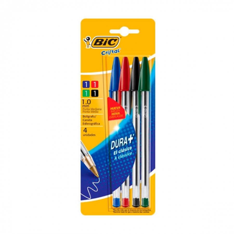 Bolígrafo Bic Cristal 1mm Surtido x4 en Blíster